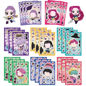 Kpop Demon Hunter Character Dress-Up Sticker Sheets – DIY Anime Costume Stickers