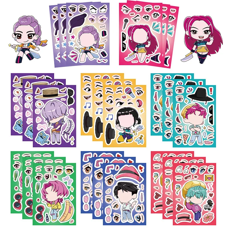 Kpop Demon Hunter Character Dress-Up Sticker Sheets – DIY Anime Costume Stickers