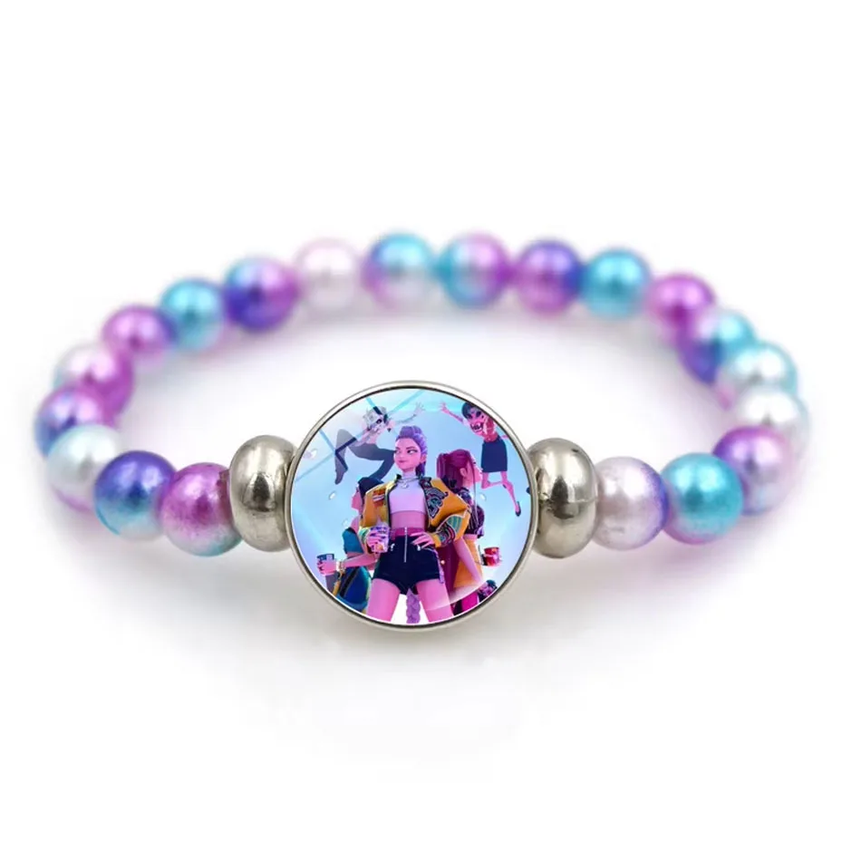 Kpop Demon Hunter HUNTR/X & Derpy Beaded Bracelets – Anime K-Pop Character Stretch Bracelet Set - Image 4
