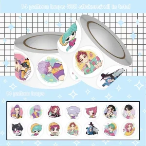 Kpop Demon Hunter Variant Character Sticker Roll – 500pcs Anime Round Stickers