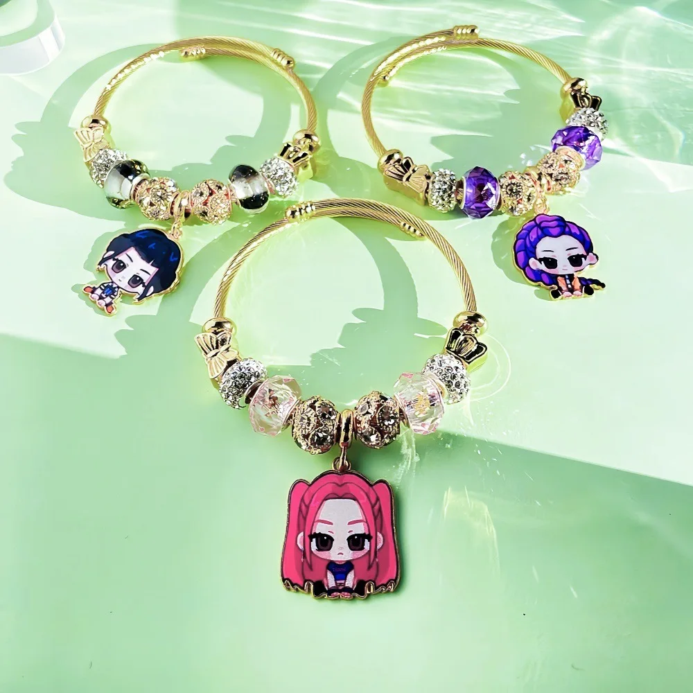 Kpop Demon Hunter Charm Bracelets – Rumi, Mira & Zoey Gold Bangle