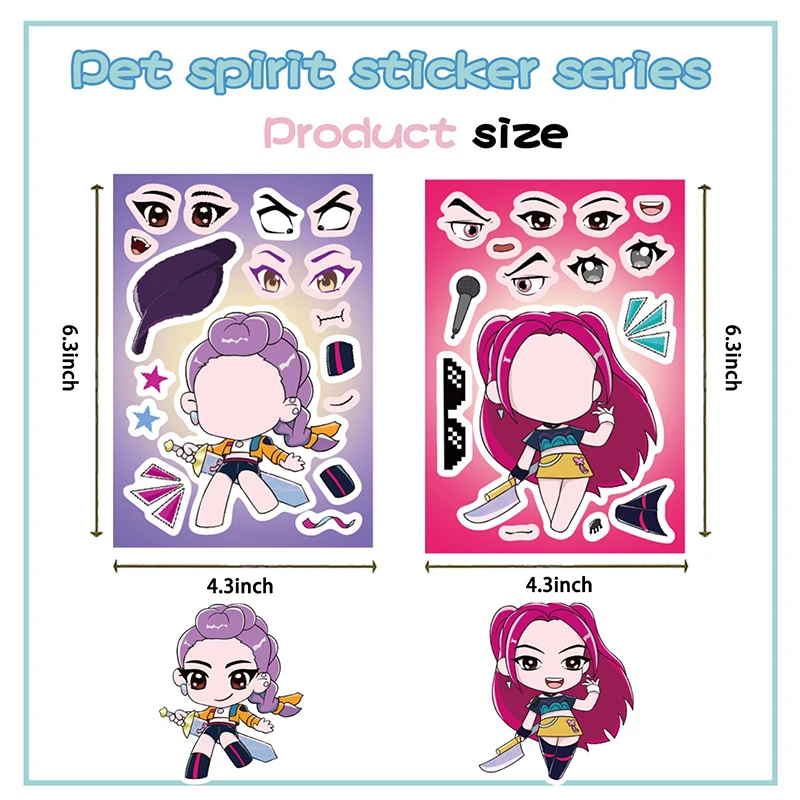 Kpop Demon Hunter Character Dress-Up Sticker Sheets – DIY Anime Costume Stickers - Image 4