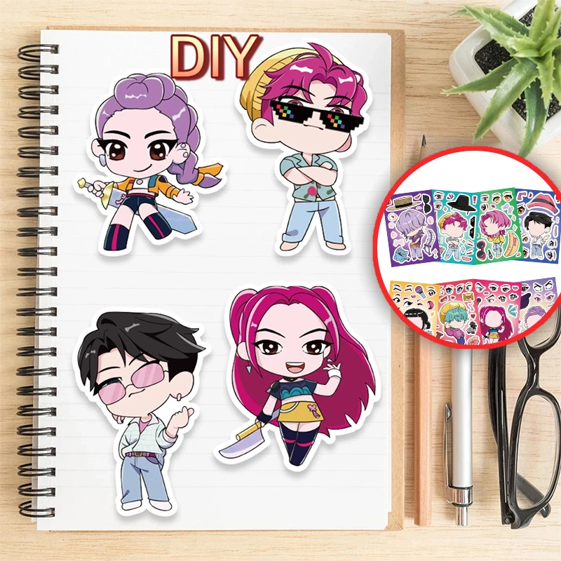 Kpop Demon Hunter Character Dress-Up Sticker Sheets – DIY Anime Costume Stickers - Image 2