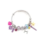 Kpop Demon Hunter HUNTR/X Character Charm Bracelet – Silver Beaded Bangle