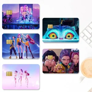 Kpop Demon Hunter HUNTR/X & Derpy Credit Card Stickers – Waterproof PP Anime Card Skin (4PCS)
