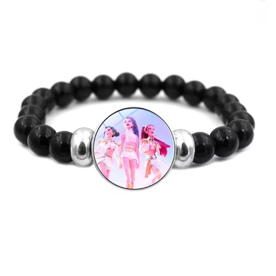 Kpop Demon Hunter HUNTR/X & Derpy Beaded Bracelets – Anime K-Pop Character Stretch Bracelet Set - Image 3