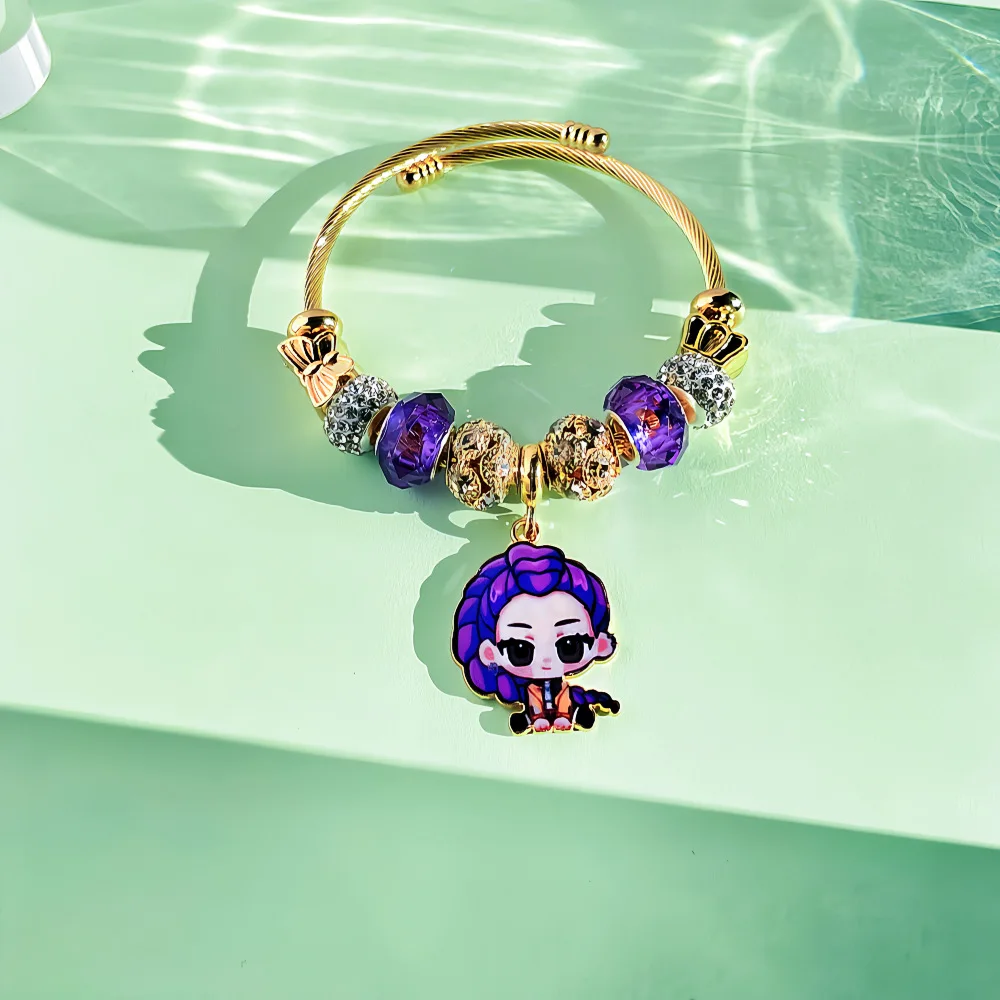 Kpop Demon Hunter Charm Bracelets – Rumi, Mira & Zoey Gold Bangle - Image 3