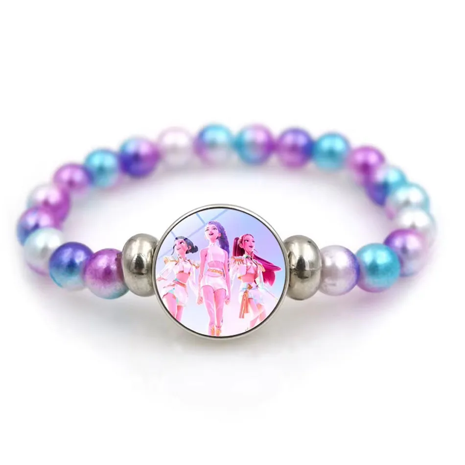 Kpop Demon Hunter HUNTR/X & Derpy Beaded Bracelets – Anime K-Pop Character Stretch Bracelet Set - Image 2
